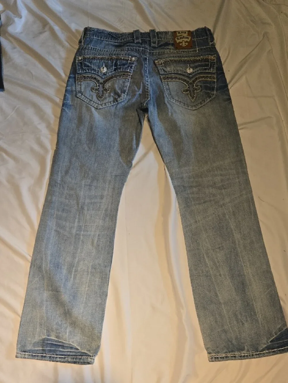 Rock Revival Men's Washed Blue Relaxed Straight Jeans